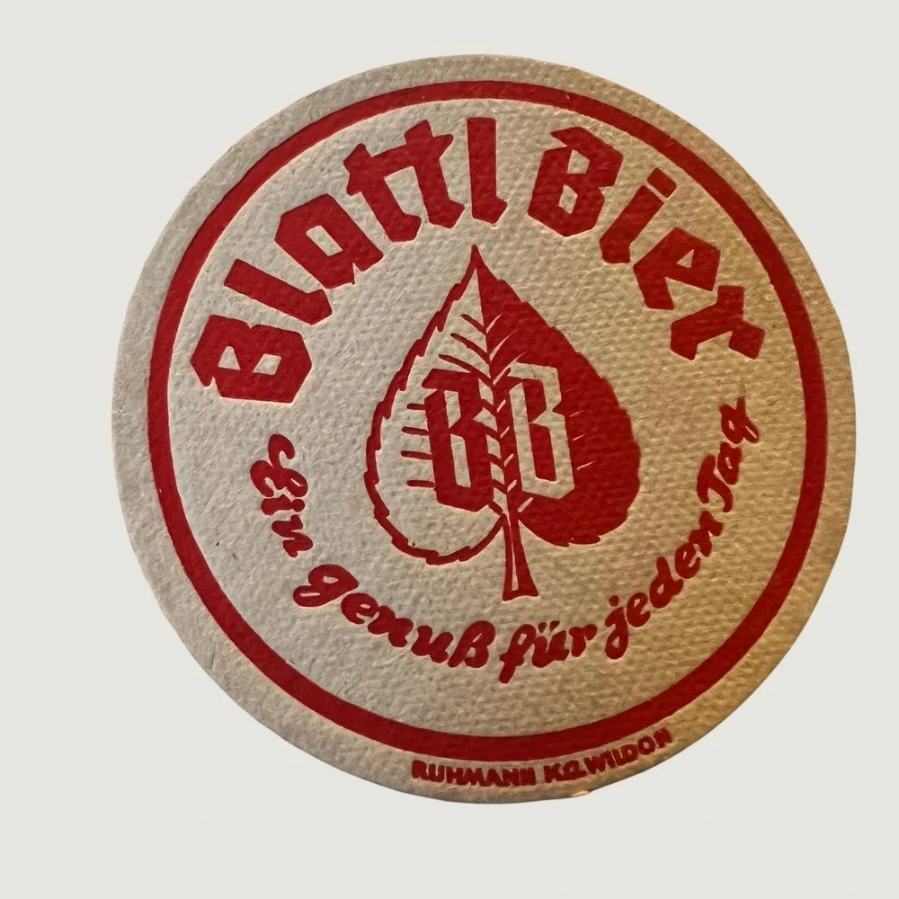 Blattl Bier Coaster Cream Red‎ Vintage German Beer Mat Ruhmann KG Wildon